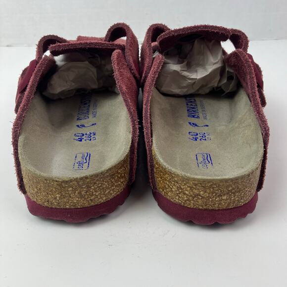 Birkenstock Sz 9-9.5 Boston Suede Clog in Maroon-Mauve Soft Footbed Comfy - Picture 13 of 15